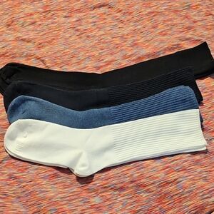 Hanes: Four Pair of Black, Blue, and White Socks